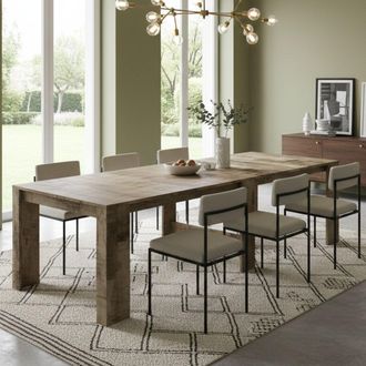 Dmora Dmora - Mesa Extensible Dguigo, Consola Extensible Hasta 12 Asientos, Mesa Con Soporte De Extensi&oacute;n, 100% Made In Italy, Cm 51/300x90h77, Arce