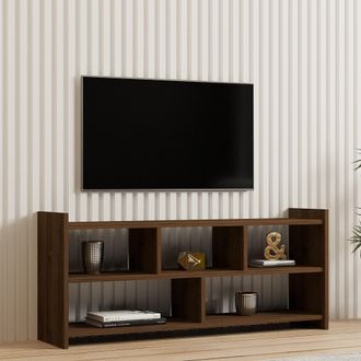 Dmora Mueble Tv Loreglia, 5 Estantes, 5 Espacios, Soporta 40 Kg, 118x28x55 Cm, Color Nogal Marr&oacute;n