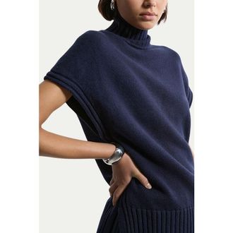 Karen Millen High Neck Knitted Tunic Top in Navy at Nordstrom, Size X-Small
