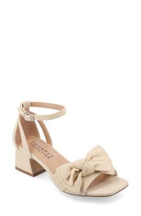 Journee Collection Zevi Bow Block Heel Sandal in Beige at Nordstrom Rack, Size 8.5