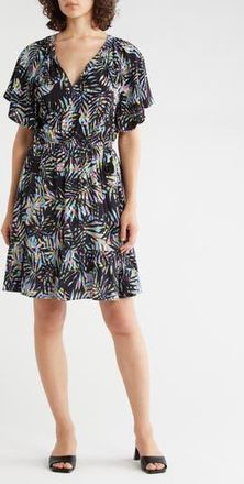 Lovestitch Flutter Sleeve Dress in Black/Blue at Nordstrom Rack, Size X-Small