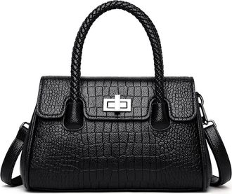 Generic Women Purses and Handbags Large Crocodile Tote Top Handle Crossbody Bag Fashion Ladies Satchel Shoulder Bags (Black)