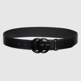 Gucci GG Marmont Wide Belt, Black, Leather