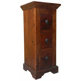 Massivmoebel24 OXFORD 501 Cassettiera in legno di acacia - laccato / nougat 33x31x74