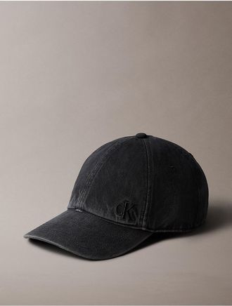 Calvin Klein Mens Washed Denim Embroidered Logo Baseball Cap - Black