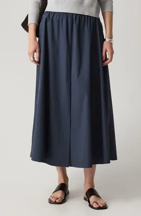 Theory Cotton Blend A-Line Midi Skirt in Faded Navy at Nordstrom, Size 00