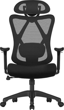 Songmics Silla de oficina de malla con soporte lumbar ajustable de color negro