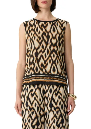 Comma Shirttop COMMA, Damen, Gr. 34, grau (grau, schwarz), Web, Obermaterial: 42% Viskose, 40% Baumwolle, 18% Polyester, bedruckt, l&auml;ssig geschnitten h&uuml;ftbe