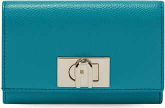 Furla 1927 Portafoglio Compatto M Turchese A Blu Pelle Stampata Donna