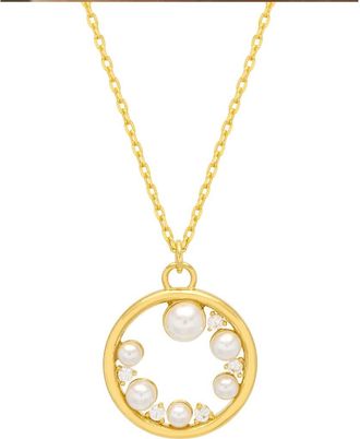Estella Bartlett Faux Pearl & Crystal Circle Pendant Necklace in Gold at Nordstrom