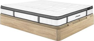 Vente-Unique Conjunto 180 x 200 cm somier con canap&eacute; abatible color natural claro + colch&oacute;n h&iacute;brido de muelles ensacados 7 zonas y viscoel&aacute;stica - 30 cm de grosor 