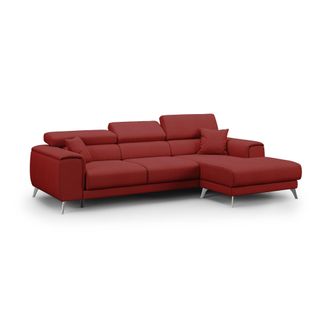 Divani.Store Divani.store - Fusion Sof&aacute; Esquinero Con Asientos Desmontables En Tela Suave Antimanchas 260 Cm Derecho Rojo