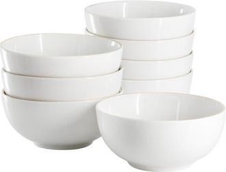 Gibson Home Ogalla 8 Piece Fine Ceramic 6 Inch 22 Ounce Cereal Bowl Set in White at Nordstrom