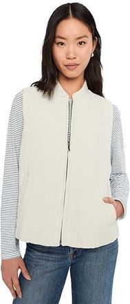 Eileen Fisher Organic Linen Cotton Crepe Stand Collar Vest Womens Vest Bone : XS