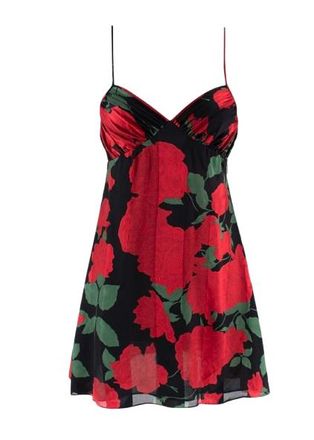 Saint Laurent Rose Print Silk Slip Dress Size XXS