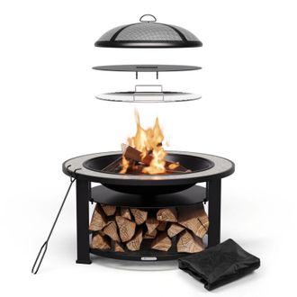 Blumfeldt Blumfeldt Merano Circolo - Braciere 3 in 1 con funzione grill, utilizzabile come tavolo, 87 cm di diametro