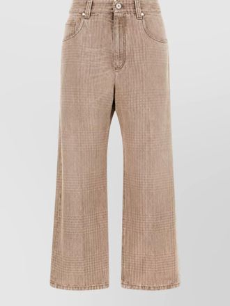 Brunello Cucinelli prince of wales cropped wide-leg jeans