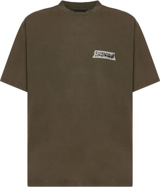 Balenciaga T-Shirts, male, Green, Size: XL Masking Tape T-shirt Medium Fit