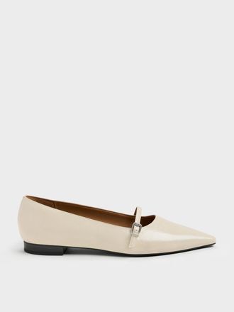 Charles & Keith Crinkle-Effect Pointed Ballet Flats