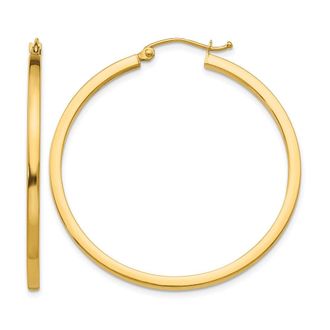 Diamond2Deal 14k Gold 2mm Square Shape Tube Hoop Earrings