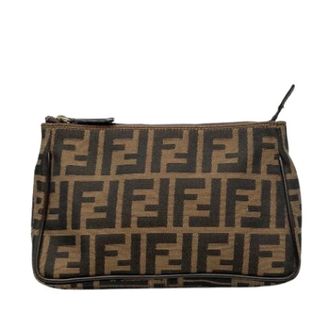 Fendi Pre-owned Vintage Canvas Pouch - Dames - Pre-owned - Bruin - Maat: ONE Size Leer