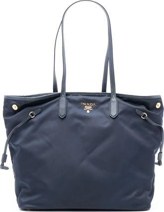 Prada 2013-2025 Saffiano Trimmed Tessuto Open Convertible Tote satchel - Blu