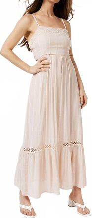 Esqualo Womens Embroidered Crinkle Maxi Dress In Beige