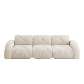 Urban Meuble Sof&aacute; de 3 plazas de tejido de chenilla beige con dise&ntilde;o articulado