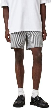 AllSaints Warden Striped Swimshort Mens Shorts White/Blue : SM, Polyester