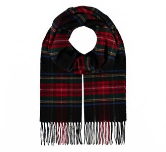 Fraas Traditional Tartan Cashmink Scarf In Black Plaid