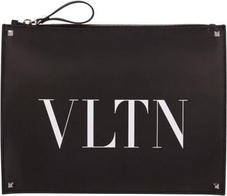 Valentino Garavani Clutches, female, Black, Size: ONE SIZE Rockstud Vltn Logo Printed Clutch Bag