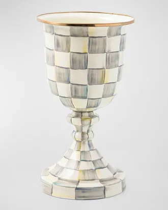MacKenzie-Childs Sterling Check Enamel Pedestal Vase