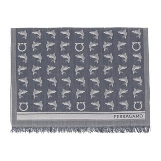 Ferragamo Woln Scarf with Patterned Design - male - Ferragamo - Winter Scarves - Multicolor - ONE SIZE - Accessories