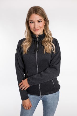 Deproc Strickfleecejacke DEPROC ACTIVE LUVERNE WOMEN, Damen, Gr. 36/38 (M), grau (anthrazit), 100% Polyester, tailliert, gerader Abschluss, Jacken Strickflee