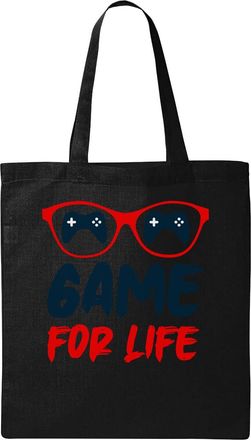 Generic Game For Life Glasses Graphic Natural Ecological Cotton Tote Bag Black