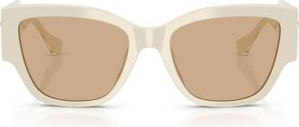 Versace 55mm Cat Eye Sunglasses in White Talc /Light Yellow at Nordstrom