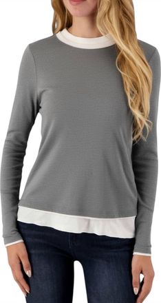 Elliott Lauren Double Layer Long Sleeve Top In Grey