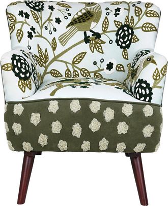 LR Home Lr Home Dahlia Velvet Bird Embroidered Handmade Accent Chair