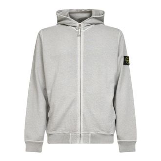 Stone Island Hoodies & sweatvesten, Heren, Grijs, S, Katoen, Cotton Zip Hoodie