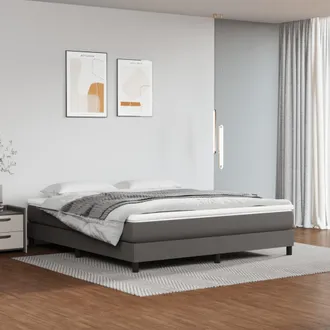 vidaXL Vidaxl - Colch&oacute;n De Muelles Ensacados Cuero Sint&eacute;tico Gris 160x200x20 Cm