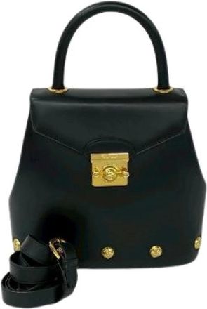Ferragamo Pre-owned Handbags, female, Black, Size: ONE SIZE Pre-owned Leather 2way Shoulder Bag