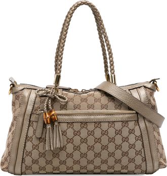 Gucci Pre-owned Womens Bamboo Tote Bag - Sage Green Textile - One Size