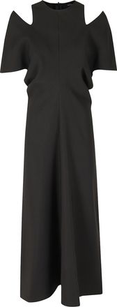 Federica Tosi Black Cut-Off Sleeves Crew Neck Polyester Midi Dress