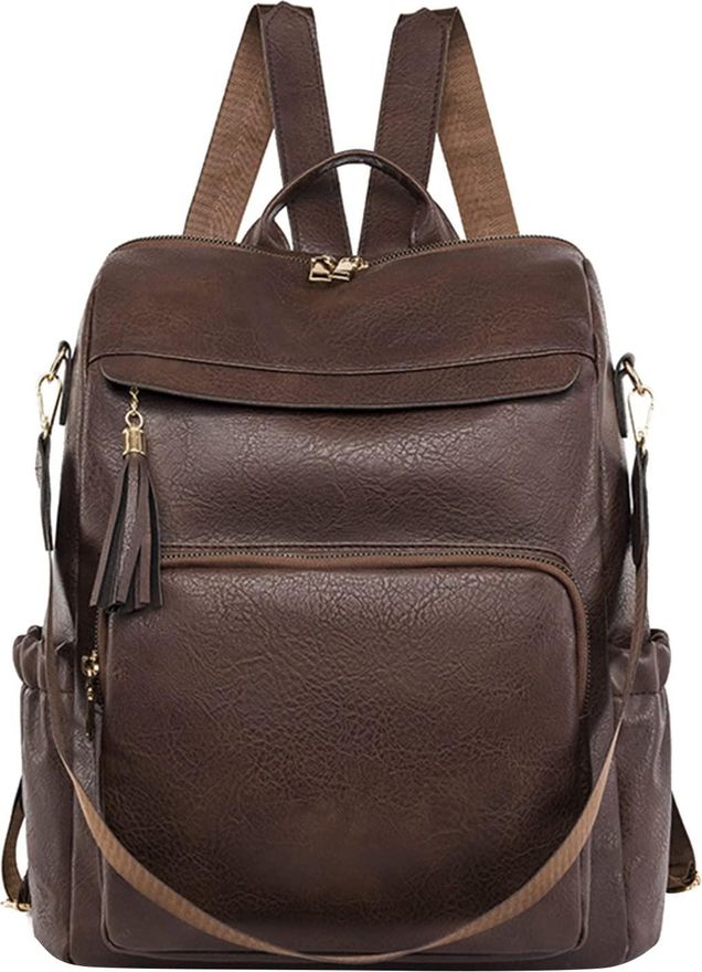 Women Bag Fashion Backpack Comfortable Leather Student Backpack Travel Backpack Vegan Leather Backpack for Women (Coffee, One Size)