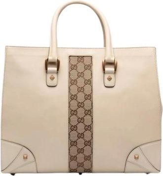 Gucci Bolso Tote de Lona Pre-owned - Pre-owned - Mujer - Beige - ONE SIZE