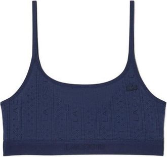 Lacoste Logo Pointelle Bralette in Navy Blue at Nordstrom, Size Small