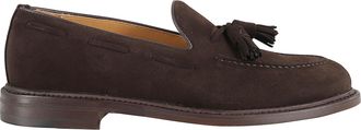 John Spencer Brown Superbuck 173 Detailed Stitching Suede Loafers