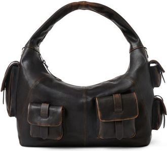 Aim&eacute;e Rebel Leather Shoulder Bag in Fudge Brush Off at Nordstrom