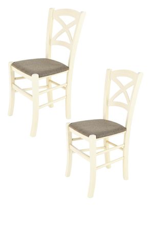 Tommychairs Tommychairs 2 Sillas Cross En Haya Anilina Blanca, Asiento Tela Corzo