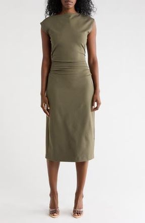Nordstrom Rack Ruched High Neck Ponte Dress in Olive Sarma at Nordstrom Rack, Size Xx-Small